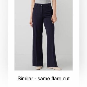 Ann Taylor Navy Flare High Rise Textured Pants